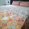 gold printed floral bed sheet set
