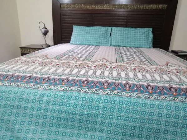 Luxurious aqua color bed sheets